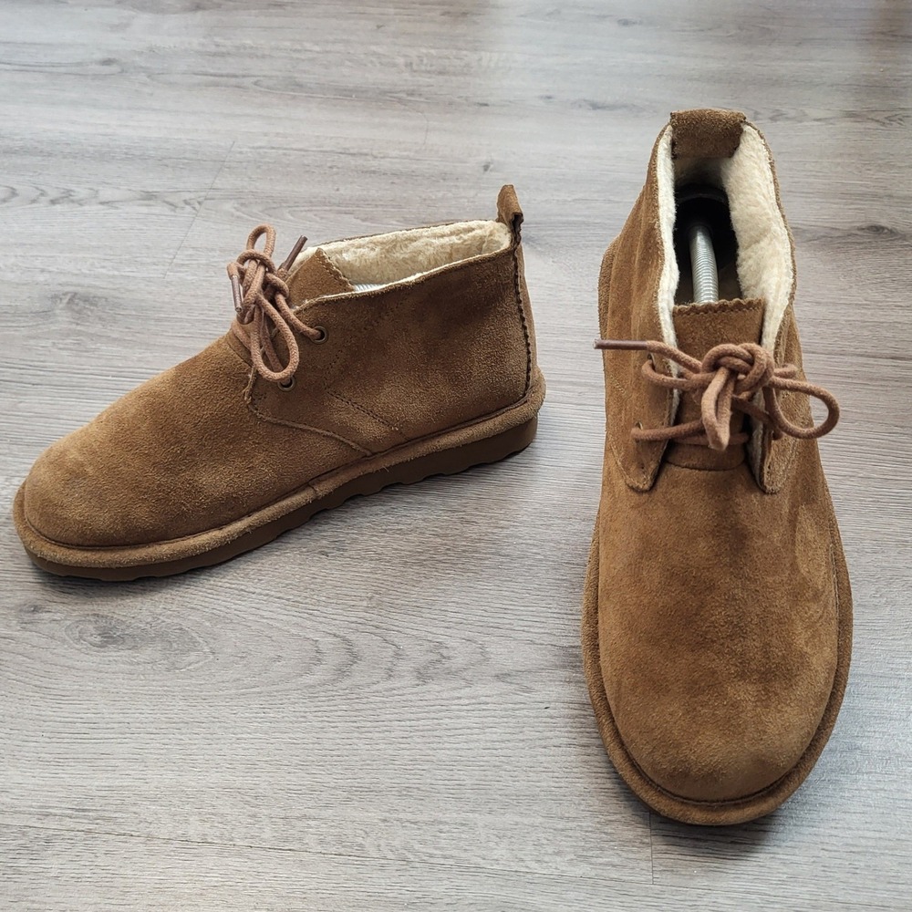 Bearpaw Skye Women 8 Brown Suede Chukka Boots Fur Lined Desert Booties Fall